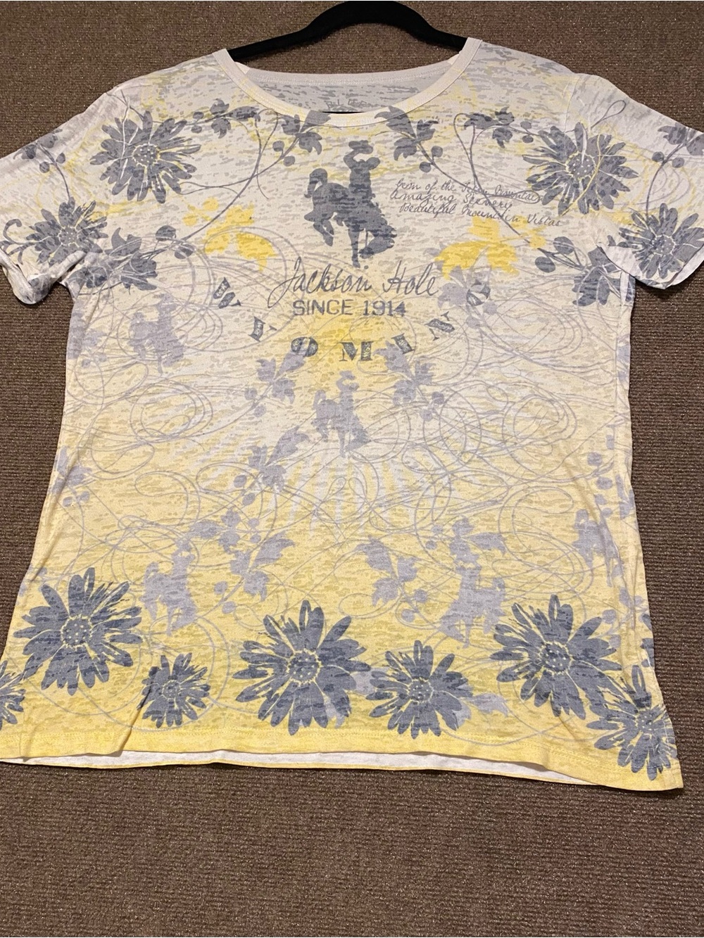 Blue 84 Western Cowboy Bucking Bronco Print Short Sleeve Tee XL